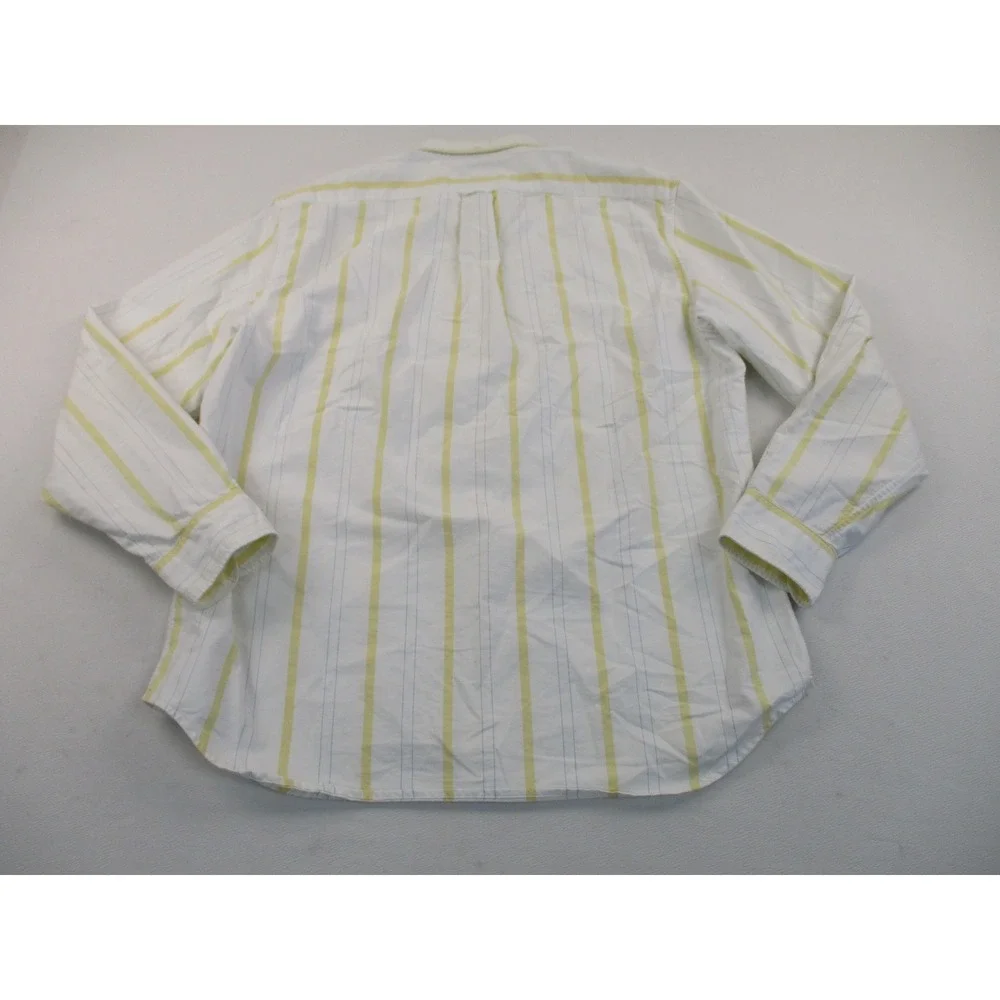 J.Crew Oarsman Button Down Mens L White Yellow Striped Oxford Shirt Long Sleeve